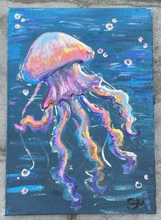 an acrylic painting of a jellyfish