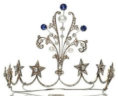 Diamond Tiara European, Sapphire Tiara, Royal Crowns, Silver Tiara, Silver Headband, Diamond Tiara, Sapphire Studs, Diamond Jewel, Royal Jewels