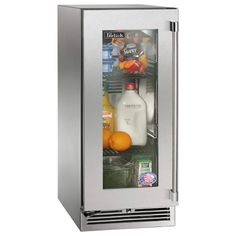 a stainless steel refrigerator with its door open