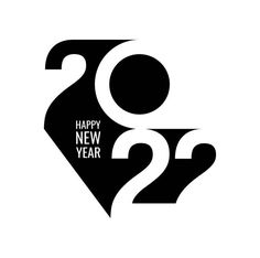 happy new year logo with the number twenty two in black and white, on a white background