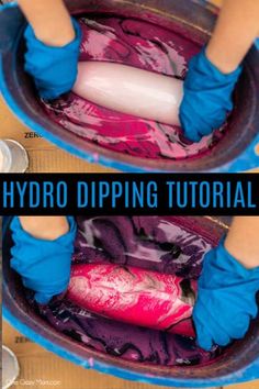 two photos with the words hydro dipping in it