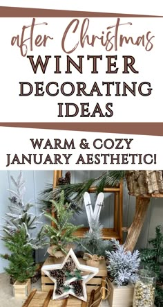 Need some inspiration to change over after Christmas to winter decor? Here are some budget-friendly winter decorating ideas, in farmhouse style! Keep reading for a load of helpful ideas for January decor, plus before-and-after pictures!  If you love any kind of farmhouse style - modern, rustic, and you don't mind a super-easy non Christmas DIYs, you'll love these ideas for creating a cozy winter aesthetic in your home! Winter Decor After Christmas Diy Crafts, Winter Decorations Diy After Christmas, Lambs Ear Decor Ideas, Country Winter Decorating Ideas, Winter Decorations For Home After Christmas, Winter Theme Home Decor, Winter Decor Front Porch Non Christmas, Decorating With Snowmen For Winter, Winter Wonderland Mantel Decor