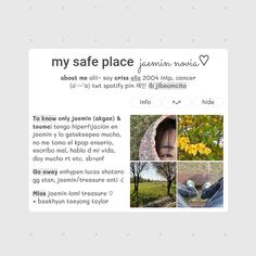 an image of someones profile on their site with the caption'my safe place '