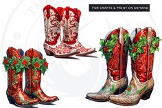 Boots Png, Western Culture, Western Art, Cowgirl Boots, Sublimation Designs, Holiday Crafts, Png Images, Design Projects, Digital Prints