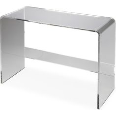 ""This clear acrylic console table is a stylish addition in any modern living room, hallway or entryway. Display framed photos or other cherished items on top with room for a small stool or baskets below. Constructed entirely from transparent acrylic, it boasts waterfall edge sides and a stretcher for added stability.

Photo may slightly differ from actual item in terms of color/finish due to the lighting during photo shoot or the monitor's display.

Features:

• Durably constructed using: Trans Acrylic Console Table, Console Table Modern, Photo Frame Display, The Butler, Contemporary Console Table, Console Table Hallway, Glass Console Table, Small Stool, Hallway Table