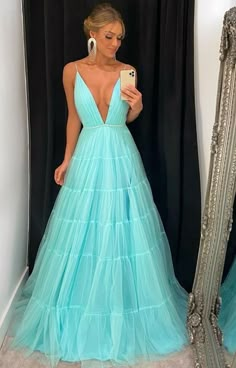 Blue Tulle Prom Dress, Tulle Prom Dresses, Prom Dresses Long Pink, Spaghetti Strap Prom Dress, Blue Tulle, Tulle Prom Dress, Prom Dresses Long With Sleeves, Formal Evening Dresses