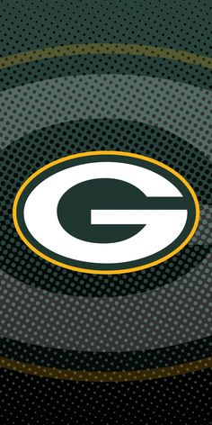 the green bay packers logo is shown on a black background with half - circle dots