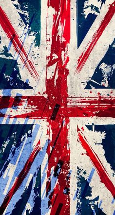 the british flag has been painted on to look like grungy paint