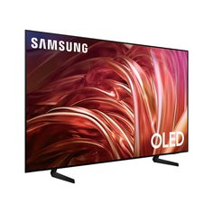 the samsung qled tv is shown with an image of red swirls on it