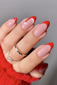 Christmas Nails Easy, Cute Gel Nails, Red Nail