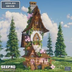 Minecraft Cottage Furniture, Starting House Minecraft, Minecraft Bride Ideas, Mc Fairy House, Town Center Minecraft Ideas, Minecraft Portal House, Fantasy Buildings Minecraft, Lord Of The Rings Minecraft Builds, Flower Minecraft House