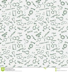 seamless pattern with chemical symbols on white background