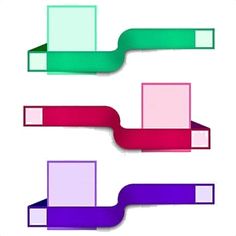 three different colored shapes with one green and the other pink, on a white background