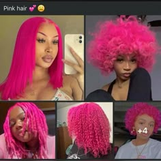 Pink Hair Black Women Natural 4c, Pink Hair For Black Women, Colored Hair Black Women, Parting Hair, Hair Black Women