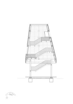 an architectural drawing of a stair case in the shape of a house with two levels