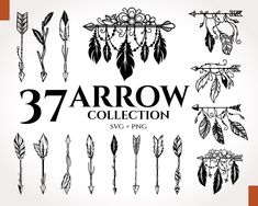 the 37 arrow collection is shown in black and white