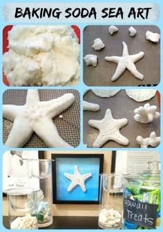 there are several pictures of starfishs and other things to make them look like they're in the ocean