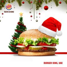 burger king christmas ad with santa hat on it