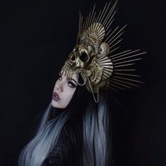 Siren Headdress, Fantasy Ice Queen, Skull Headpiece, Dark Siren, Catrina Costume, Burning Man Accessories, Burning Men, Mermaid Bra