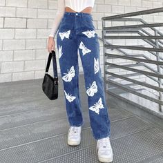 Material: Polyester Fiber (polyester)Fit: LooseFabric: DenimRise: High RiseProduct Type: Wide LegLength: FullMaterial Composition: 51%-70% Moda Jeans, Black Wide Leg Pants, Denim Pants Women, Maxi Robes, Printed Jeans, Type Of Pants, Casual Trousers, Denim Trousers, Jeans Boyfriend