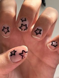 Paznokcie Hello Kitty, Stars Nails, Star Nail Designs, قلادات متدلية, Mens Nails, Punk Nails, Cute Simple Nails, Smink Inspiration, Grunge Nails