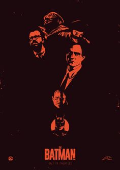 the poster for batman, featuring two men in suits and one is wearing a hat