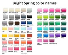 Bright Spring color names Clear Bright Spring, Clear Spring Color Palette, Bright Spring Colors, True Spring, Clear Winter, Boho Chique, Colour Analysis