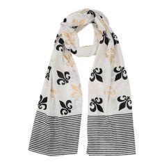 Fleur de Lis Cotton Scarf - White Potato Print, Block Print Scarf, India Design, Wardrobe Inspiration, Cotton Scarf, Block Printing, Fabric Painting, White Fabrics, Scarf Shawl