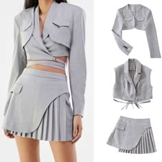 Casual Suit Jacket, Dress Party Night, Skirt High Waist, Graduation Outfit, Blue Mini Dress, Casual Suit, Skirt Suit, Summer Dresses For Women, A Line Skirt