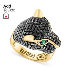 in stock Panther Head, Head Ring, Black Panther, Black Diamond, Black And Gold, Panther, Emerald, 14k Gold, Buy Online