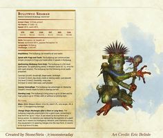 the back side of an old style character sheet for a video game, featuring a creature with spikes on it's head