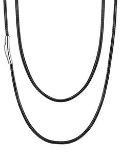 a black and white photo of two necklaces with silver clasps on each side