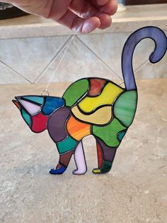 Stained glass cat of many colors Stained Glass Cat, Glass Cat, Glass Bottle Crafts, Cat Decor, Bottle Crafts, Glass Bottles, Stained Glass, Pick Up, Stain