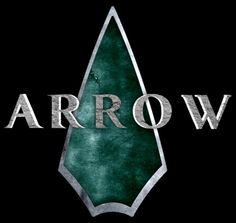 arrow logo on black background with the word arrow written in silver letters and green arrows