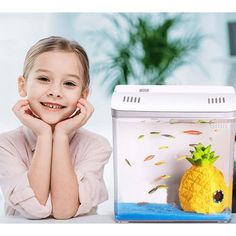 Carefree Fish Aquarium Starter Kit Fish Tank Bowl Clear Plastic Acrylic Office Betta Kids 1.2 Gallon - Walmart.com Fish Tank For Kids, Black Office