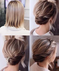 Braid Neck Length Hair, Wedding Hairstyles For Short Hair, Short Bridal Hair, Beautiful Wedding Hairstyles, Short Hair Bride, Short Hairstyle Women, Short Hair Bun, Curly Wedding Hair, Short Hair Lengths