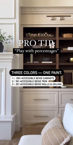 a living room with white furniture and wood flooring is featured in the article pro tip play with percentages