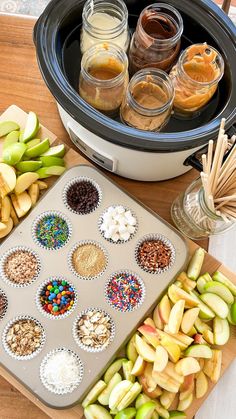 an image of apples and other ingredients in the crock pot