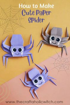 How to Make Paper Spider Halloween Diy Spider, Thanksgiving Origami Easy, Spider Paper Craft, Oragami Ideas Halloween, Fall Origami For Kids