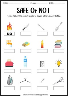 the worksheet for safe or not