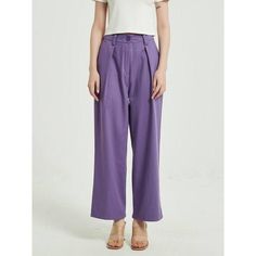 Discover Your New Wardrobe Essential Embrace effortless style and comfort with our Chic Purple High-Waist Wide Leg Trousers for Women. Designed for the modern woman who appreciates both fashion and function, these trousers are a must-have for your wardrobe. Whether you're stepping out for a casual day or dressing up for a night out, these trousers offer versatility and chic appeal. Exceptional Features Season Versatility: Ideal for Spring, Autumn, and Summer, adapting seamlessly to various climates and occasions. Comfortable High Waist Design: The high waist style not only flatters your figure but also ensures comfort all day long. Quality Fabric: Made with premium cotton broadcloth, these trousers promise both durability and breathability. Vintage Charm: The vintage-inspired design adds a Relaxed Fit Office Bottoms With Pockets, Summer Wide Leg Work Pants Solid Color, Summer Wide Leg Work Pants In Solid Color, Wide Leg Pants For Workwear In Solid Color, Summer Straight Dress Pants Solid Color, Solid Color Straight Dress Pants For Summer, Versatile Spring Office Dress Pants, Summer Solid Color Straight Dress Pants, Summer Straight Dress Pants In Solid Color