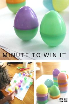 an easter egg craft for toddlers to make with colored eggs and paint them in different colors