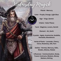 Wednesday Magick, First Friday Of The Month, Luck Spell, Spiritual Tips, Paganism Spells, Evening Quotes, Green Witchcraft