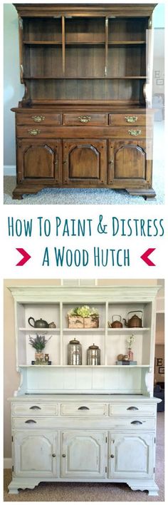 Awesome post from Sobremesa Stories on how to paint a wood hutch. The final product received new antique pewter cup pulls from us and looks beautiful! Hutch Makeover, Distressed Furniture, Refurbished Furniture, Shabby Vintage, Paint Furniture, Flipping Furniture, Redo Furniture, Repurposed Furniture, Upcycled Furniture