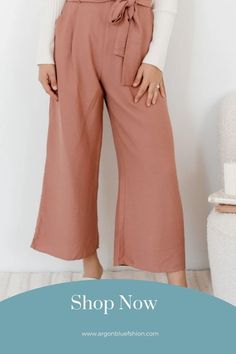 This 100% viscose blush Dardana pants is a wide-cut style, relaxed fit, fabric waist tie and is true to size. Pair with heels & a plain top for a casual looking outfit. #affiliate #argonbluefashion #Australia #onlineshopping #womenswear #outfit #fashion #shopping Waist Tie, Cut And Style