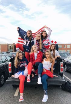 patriot, spirit week, friends Usa Theme Spirit Week, Red White And Blue Spirit Week, Red White And Blue School Spirit Outfit, Patriotic Spirit Day Outfit, America Monday Spirit Week, Patriotic Football Game Theme, Red White And Blue Day Spirit Week, Red White And Blue Spirit Day, Patriotic Day Spirit Week