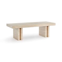 a wooden table with two legs and a white surface on the bottom, against a white background