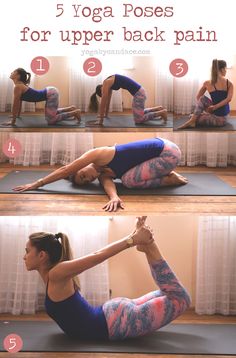 a woman doing yoga poses for upper back pain