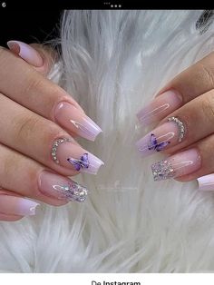 Quince Nails, Purple Acrylic Nails, Lavender Nails, Easy Nails, Nailed It, Square Acrylic Nails, Short Acrylic Nails