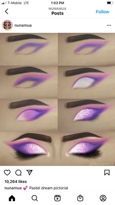 Purple And Sliver Makeup, Purple Dragon Makeup, Purple Homecoming Makeup Looks, Purple Halloween Eye Makeup, Purple Stage Makeup, Makeup Looks Purple Eyeshadow, Purple Birthday Makeup, Purple Eyeshadow Looks Step By Step, Eyeshadow Inspo Creative